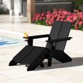 thumbnail image 1 of WestinTrends Riviera Outdoor HDPE Modern Adirondack Chair with Folding Patio Ottoman and Cup Holder, Black, 1 of 15