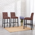thumbnail image 1 of WestinTrends Round Tufted Back Seat Bar Stool, Brown (Set of 3), 1 of 11