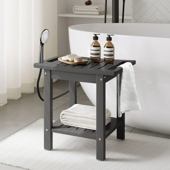 WestinTrends Sage HDPE Poly Plastic Waterproof Bathroom Shower Bench, Gray