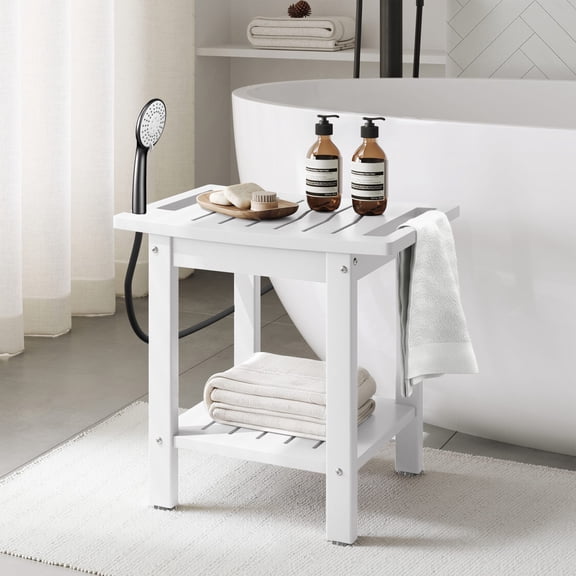 WestinTrends Sage HDPE Poly Plastic Waterproof Bathroom Shower Bench, White