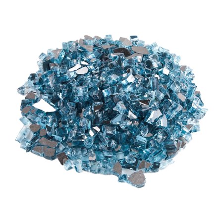 WestinTrends Sansom 1/2 inch 10 pounds Tempered Fireplace Glass Rocks Beads for Firepit, Azuria Blue Reflective