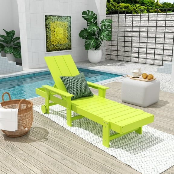 WestinTrends Shoreside Poly Reclining Chaise Lounge for Outdoor, Patio, Garden, Lime