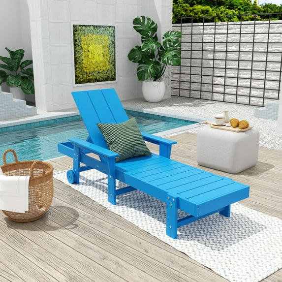 WestinTrends Shoreside Poly Reclining Chaise Lounge for Outdoor, Patio, Garden, Pacific Blue