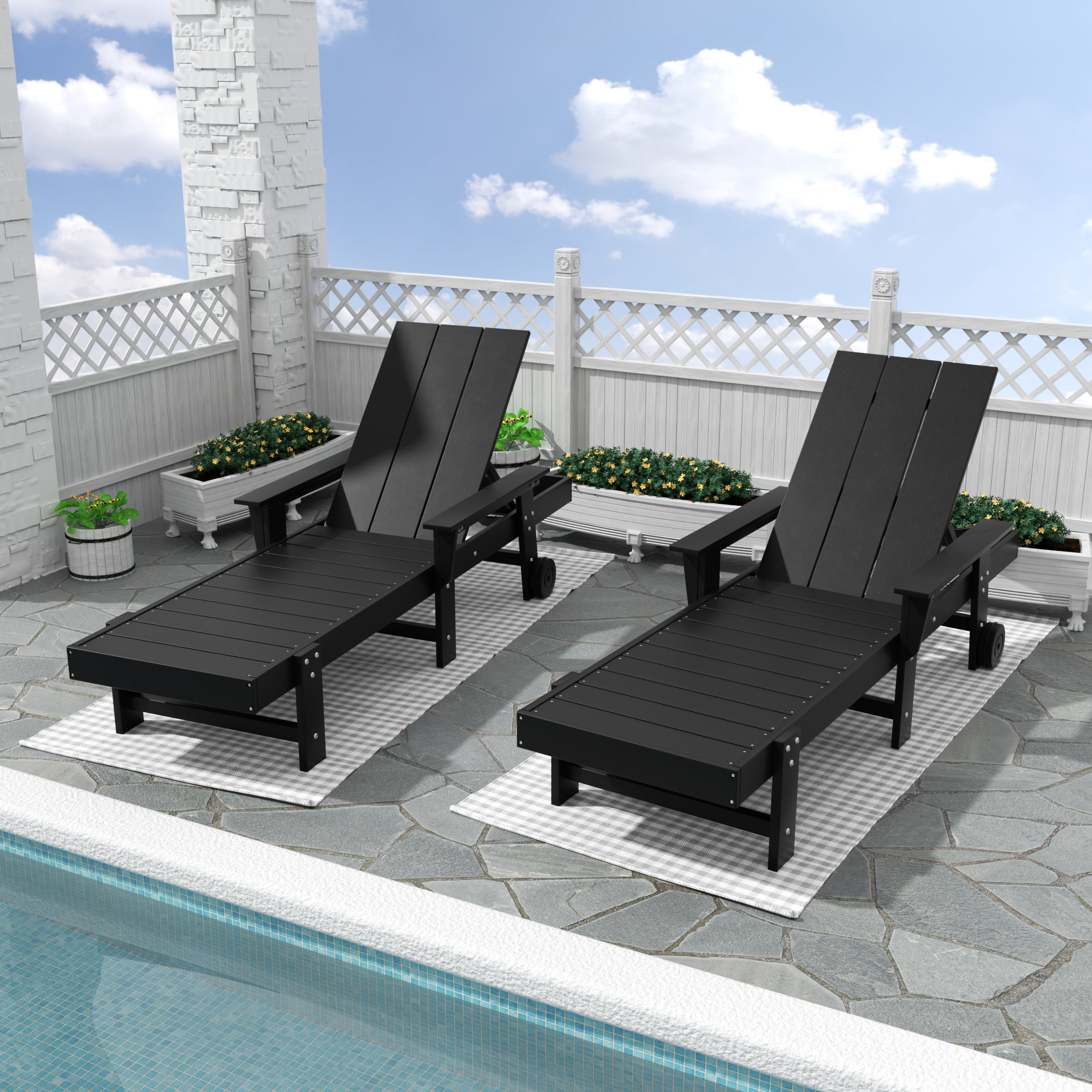 WestinTrends Shoreside Outdoor Reclining Chaise Lounge Chairs with Arms ...