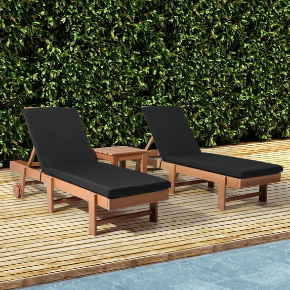 WestinTrends Solace Outdoor Chaise Lounge Chair Cushions Set of 2, 70" x 21.5", Black