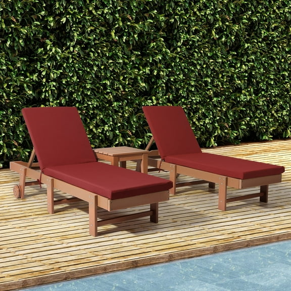 WestinTrends Solace Outdoor Chaise Lounge Chair Cushions Set of 2, 70" x 21.5", Red