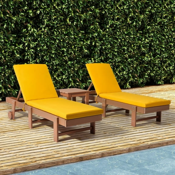 WestinTrends Solace Outdoor Chaise Lounge Chair Cushions Set of 2, 78" x 23", Yellow