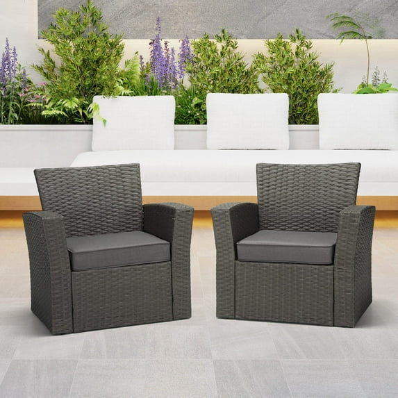 WestinTrends Solace Outdoor Patio Furniture Seat Chair Square Cushions with Piping. Set of 2, 20" x 19", Grey