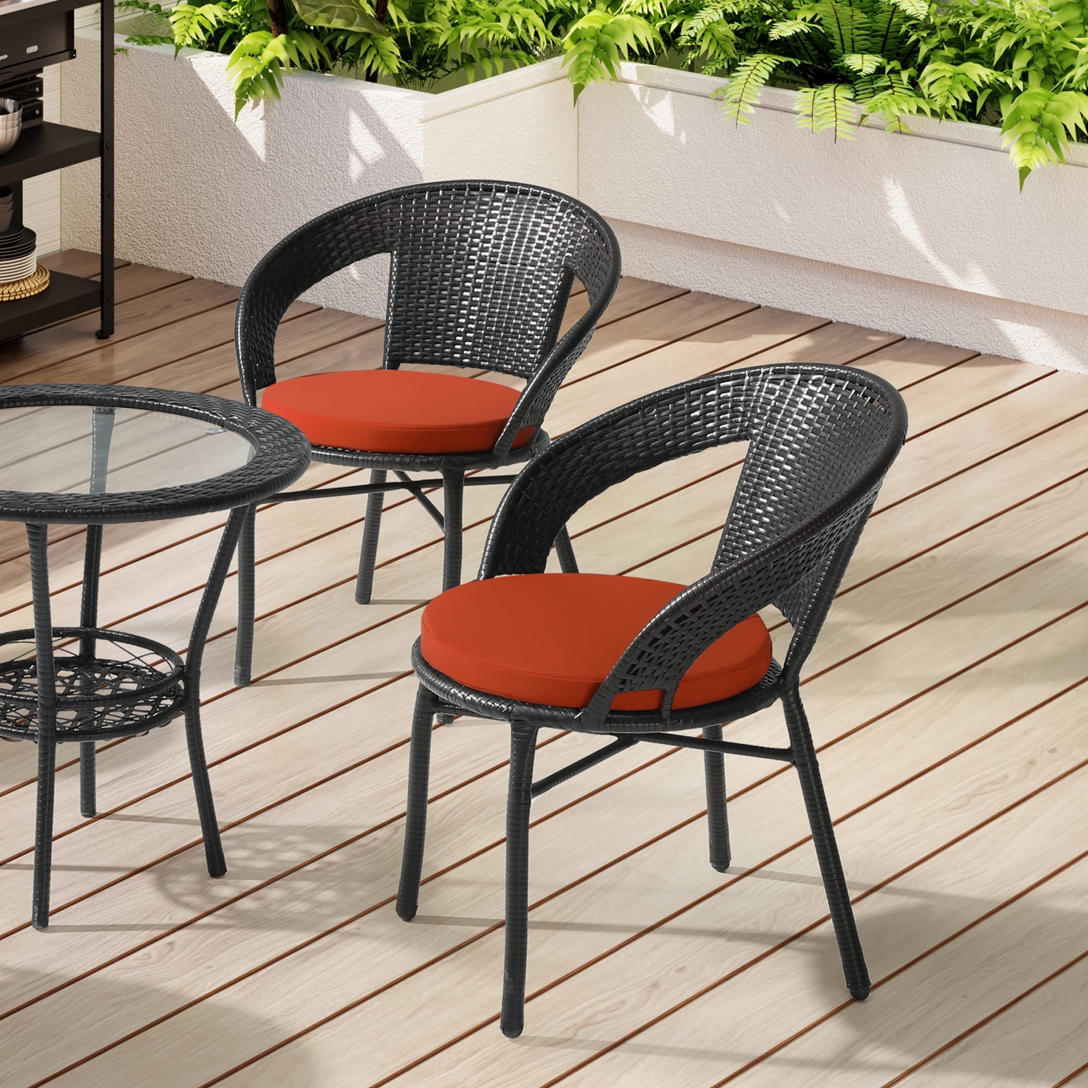 WestinTrends Solace Outdoor Patio Kitchen Dining Chair Round Seat Cushions Set of 4 18 x 18