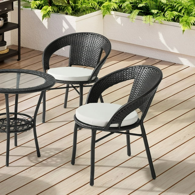 WestinTrends Solace Outdoor Patio Kitchen Dining Chair Round Seat ...