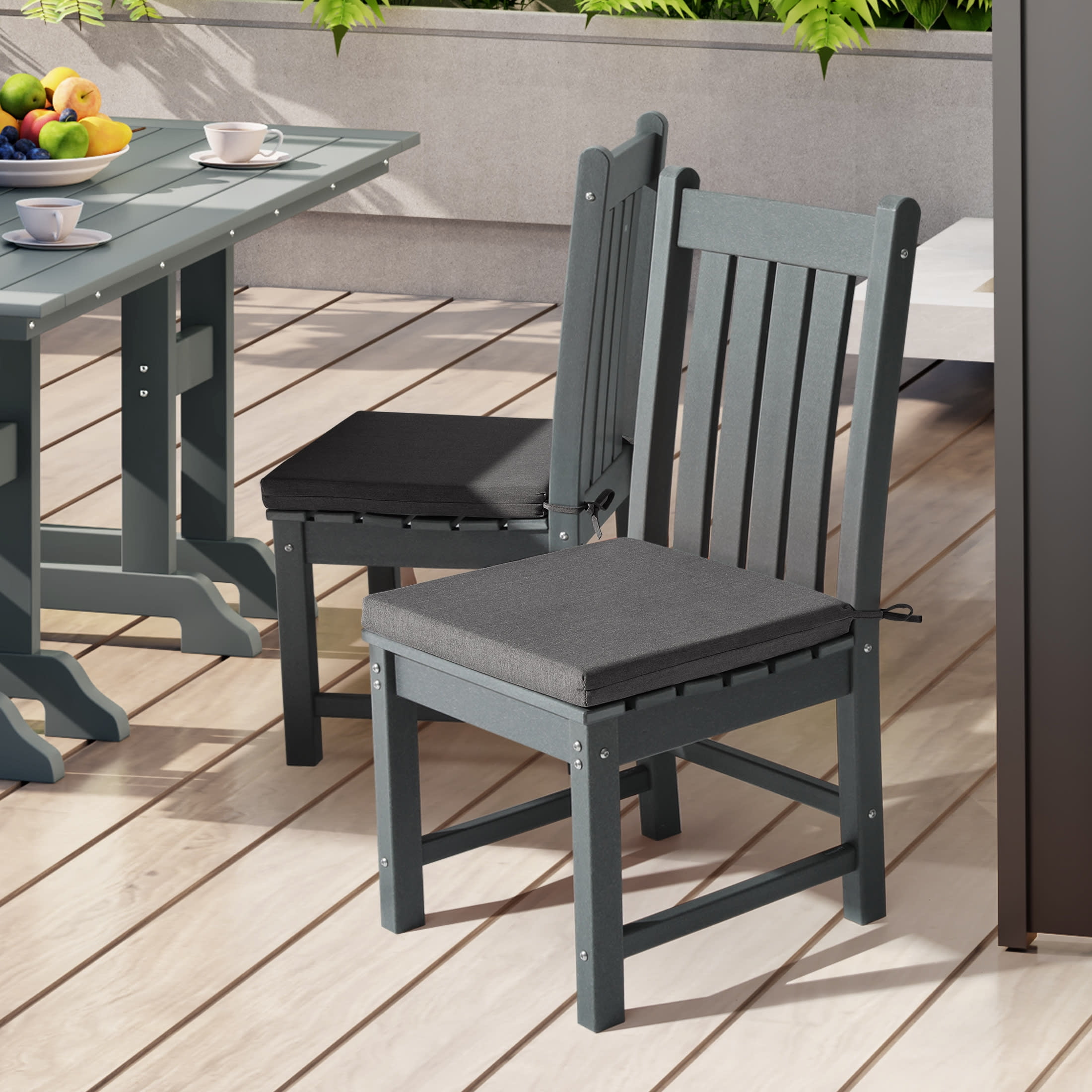 WestinTrends Solace Outdoor Patio Kitchen Dining Chair Square Seat Cushions Set of 4, 19" x 18", Grey