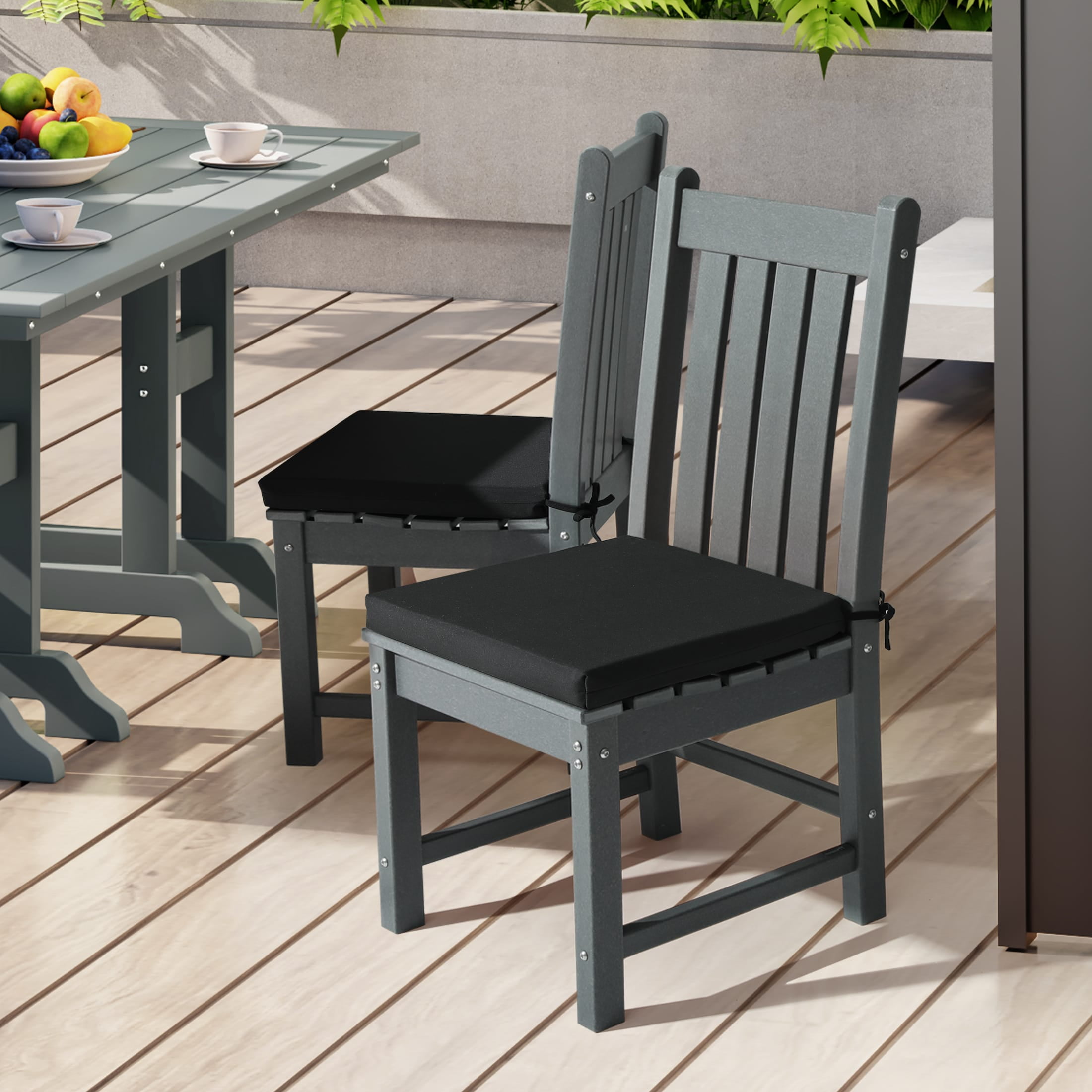 WestinTrends Solace Outdoor Patio Kitchen Dining Chair Square Seat Cushions Set of 4, 20" x 18", Black