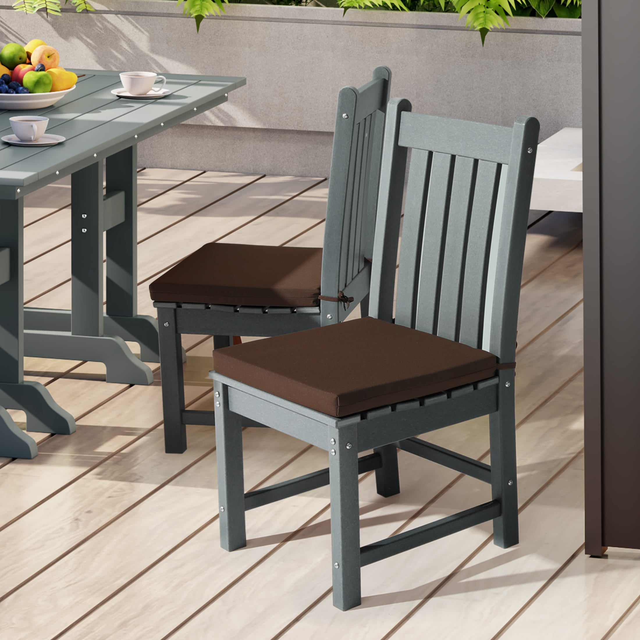 WestinTrends Solace Outdoor Patio Kitchen Dining Chair Square Seat Cushions Set of 4, 20" x 18", Brown