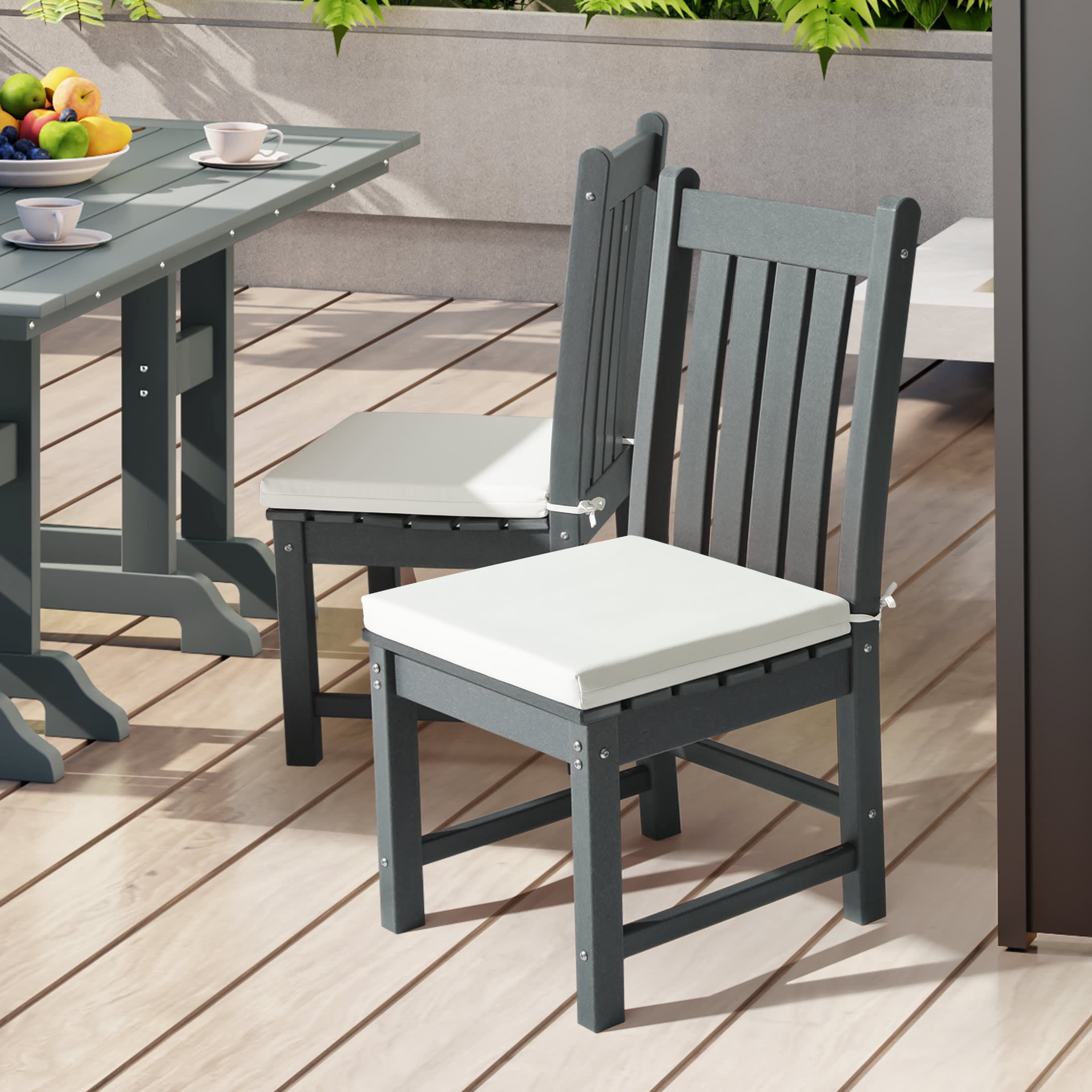 WestinTrends Solace Outdoor Patio Kitchen Dining Chair Square Seat Cushions Set of 4, 20" x 18", White
