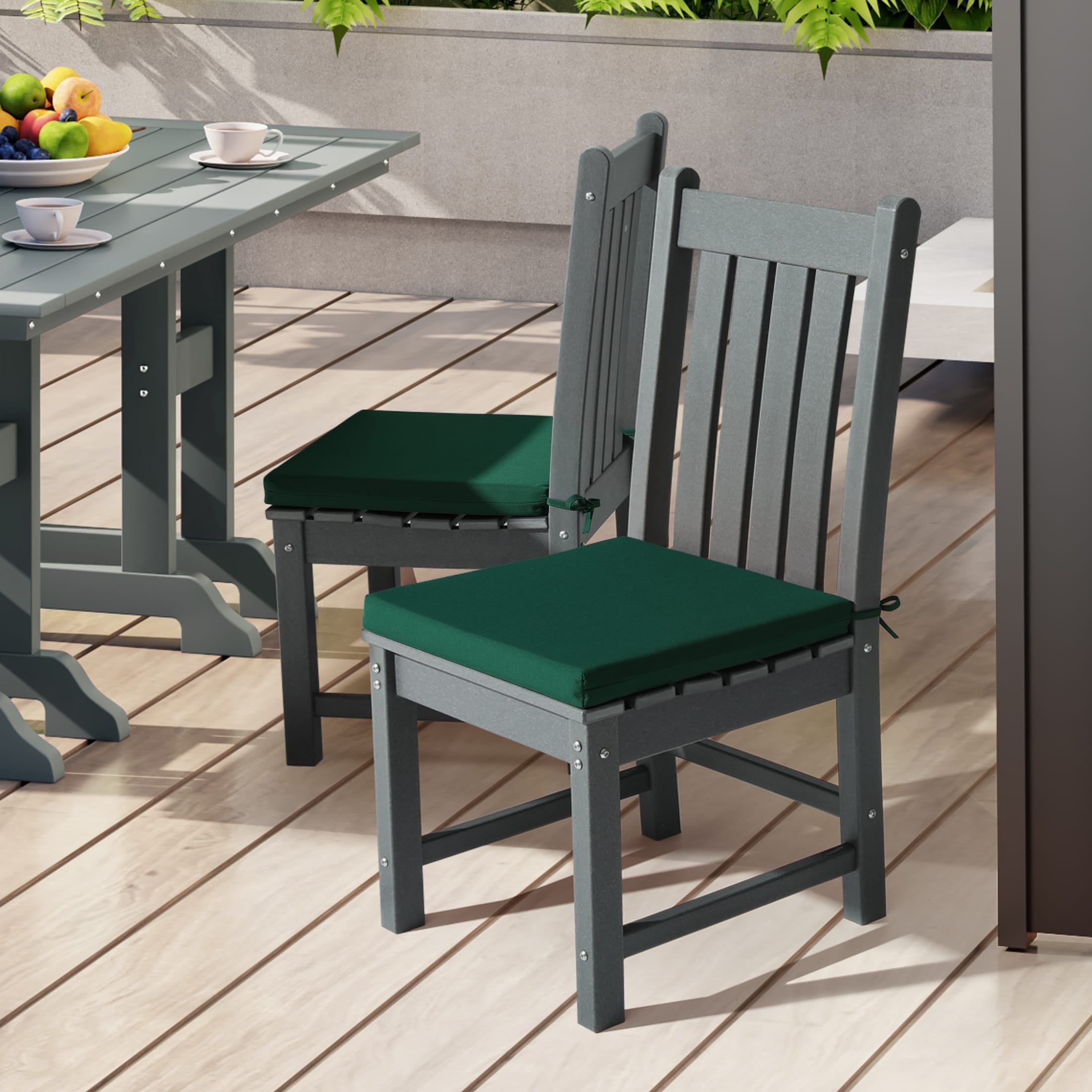 Green High-Resilience Foam Outdoor Dining Chair Cushions, Set of 4