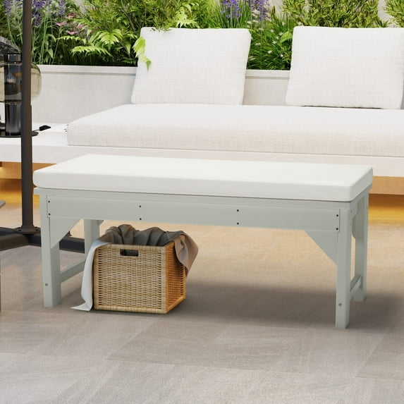 WestinTrends Solace Water Resistant Outdoor Patio Bench Seat Cushion, 43 x 18, White