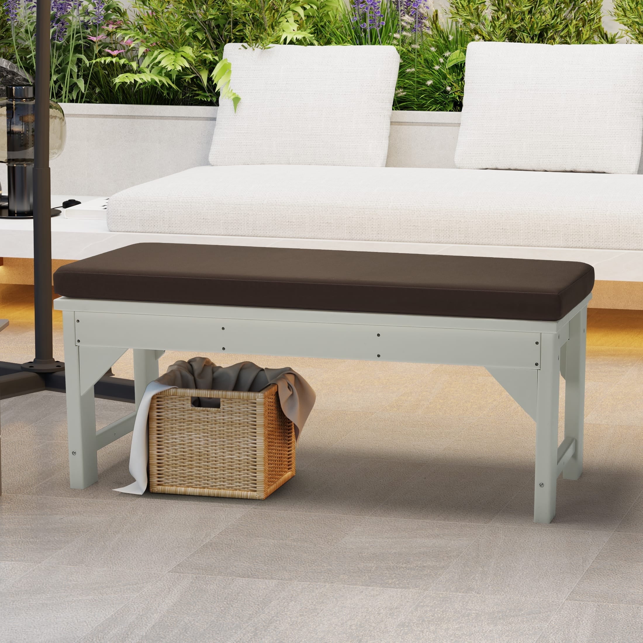 WestinTrends Solace Water Resistant Outdoor Patio Bench Seat Cushion 46 x 18 Brown