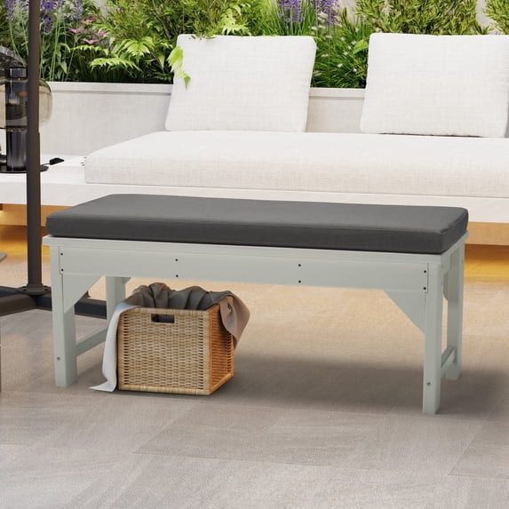 WestinTrends Solace Water Resistant Outdoor Patio Bench Seat Cushion, 54 x 18, Grey