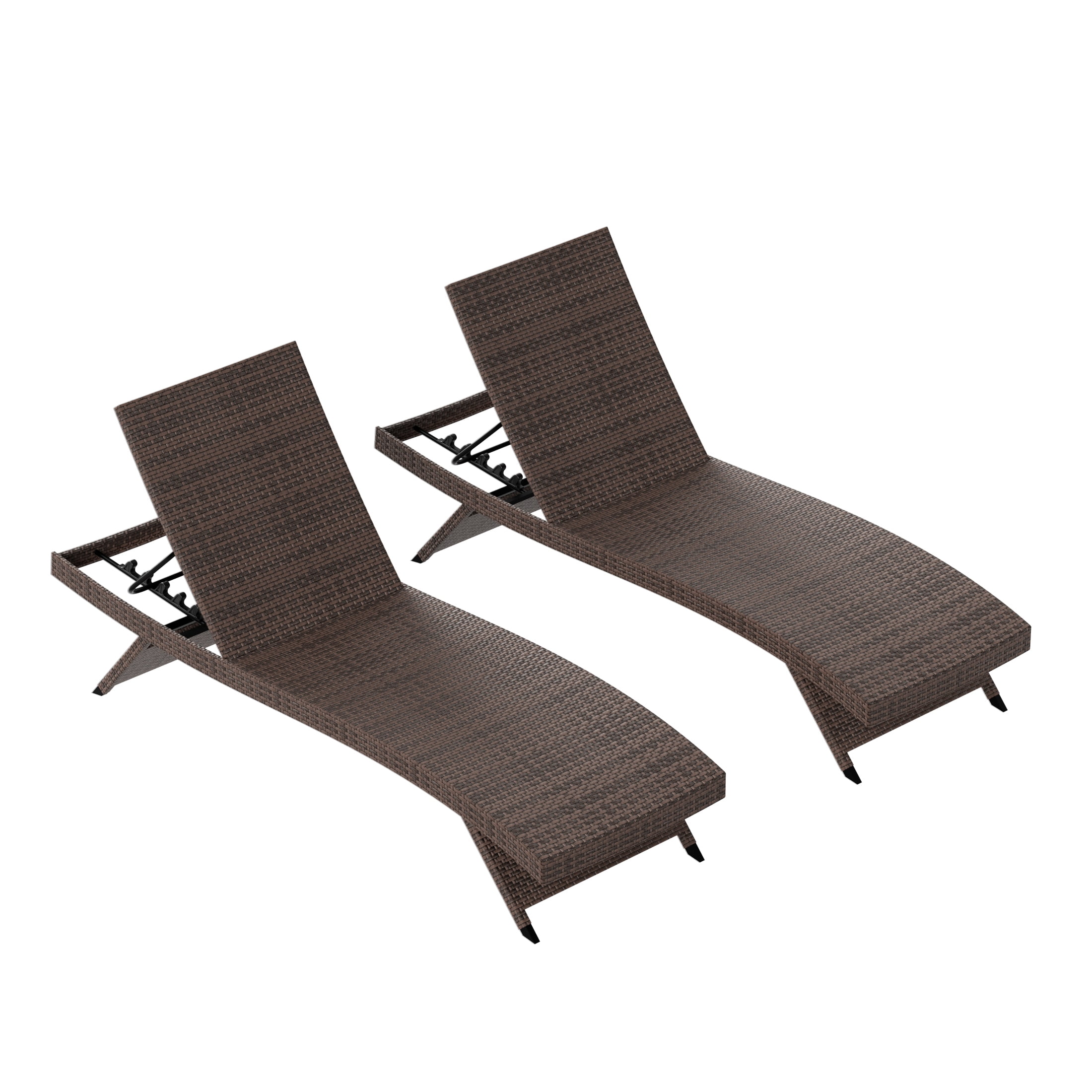 WestinTrends Somerset Wicker Double Chaise Lounge, All Weather PE Rattan Folding Outdoor Lounge Chairs Set of 2 Pool Chairs with Adjustable Backrest, Brown - image 1 of 8