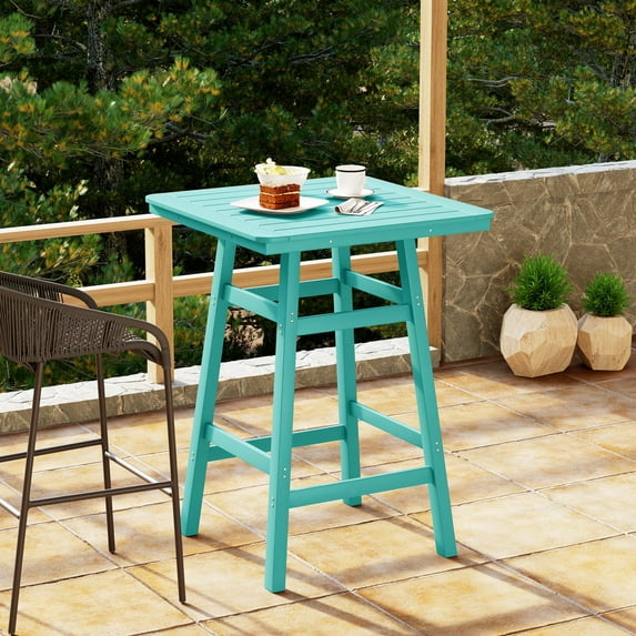 WestinTrends Outdoor 42" Height HDPE Patio Square Bar Table,Turquoise
