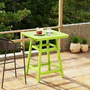 WestinTrends Square Outdoor Patio Counter High Bistro Bar Table With Umbrella Hole, Lime