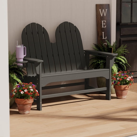 WestinTrends St. Augustine Outdoor Patio 49" HDPE Adirondack Garden Bench, Gray