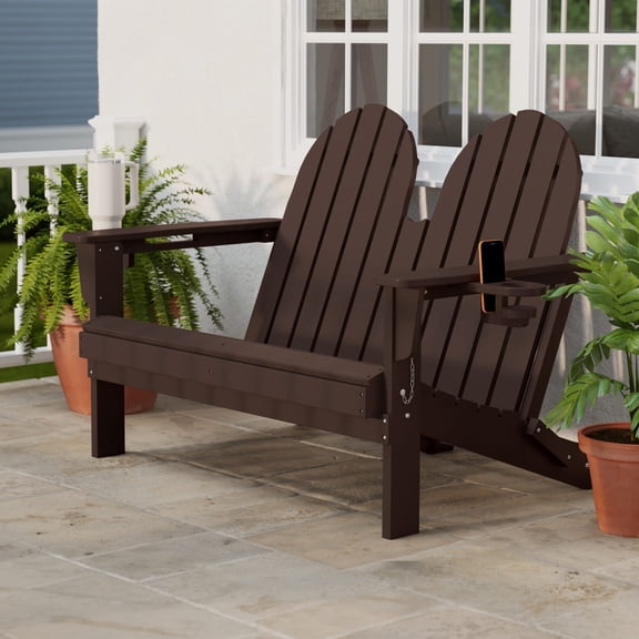 WestinTrends St. Augustine Outdoor Patio 49" HDPE Folding Adirondack Garden Bench, Dark Brown