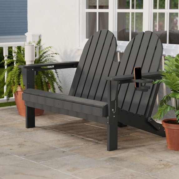 WestinTrends St. Augustine Outdoor Patio 49" HDPE Folding Adirondack Garden Bench, Gray