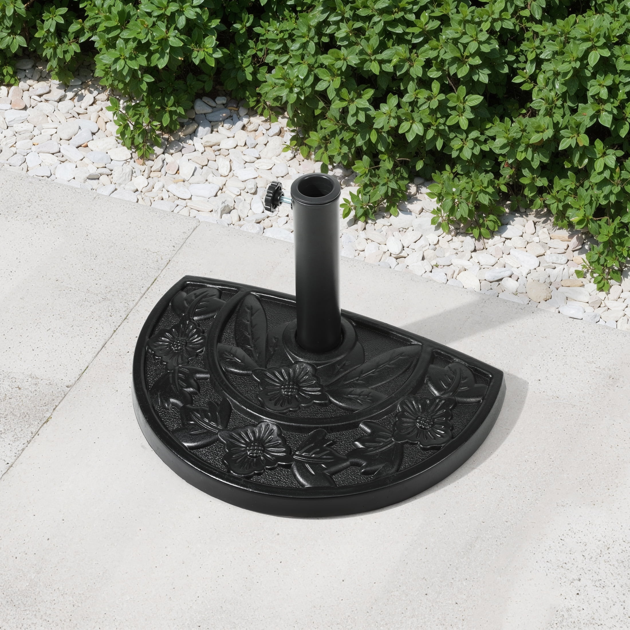 WestinTrends Sturdy Freestanding Resin Umbrella Half Base, Black