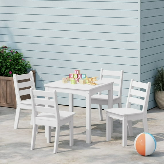 WestinTrends Treehouse Kids 5-Piece HDPE Dining Table and Chairs Set, White