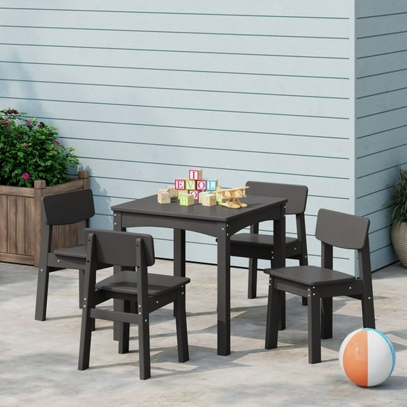 WestinTrends Treehouse Kids 5-Piece Modern HDPE Dining Table and Chairs Set, Gray