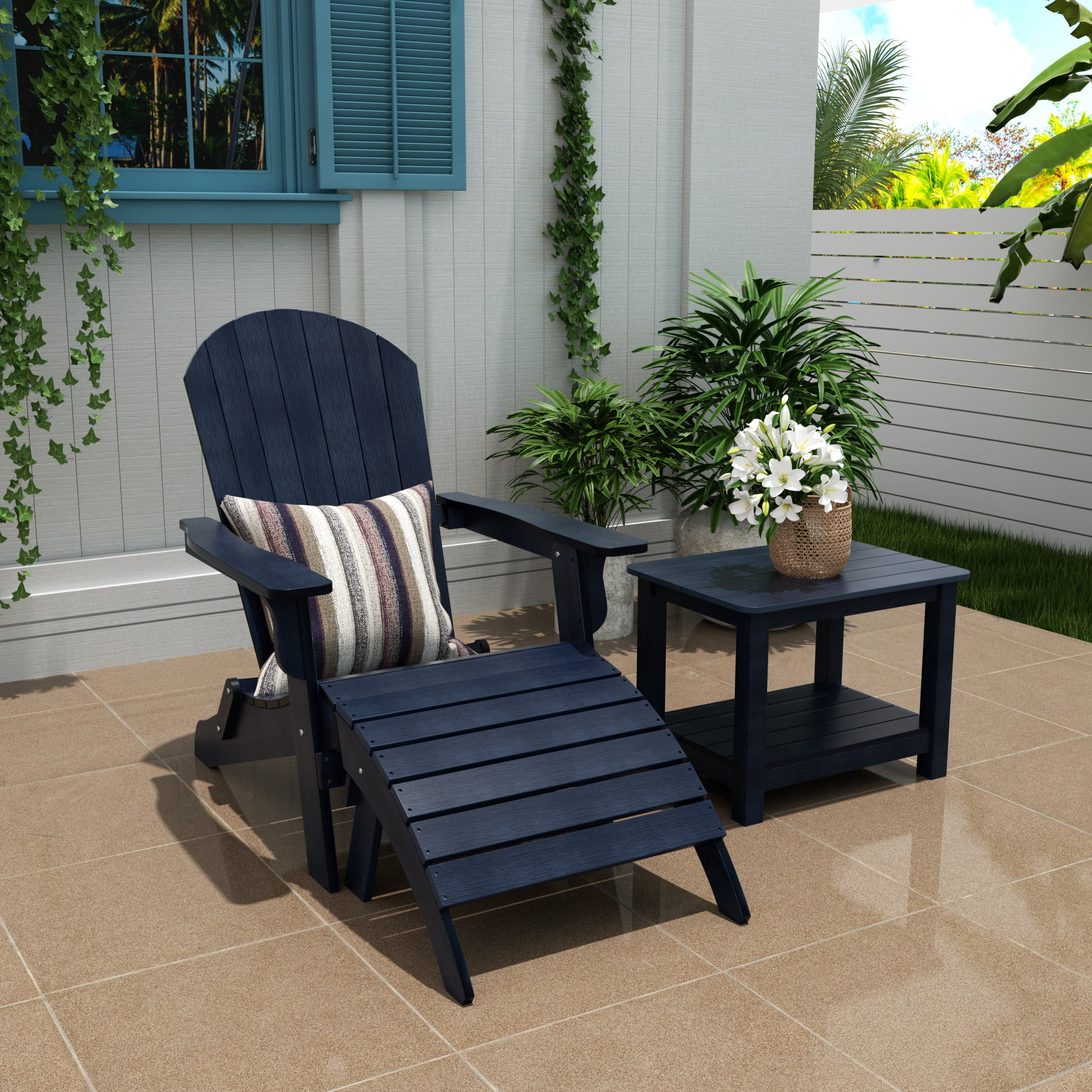 See Shell Chair WestinTrends Tuscany 3-Piece HIPS Outdoor Folding Adirondack Seashell ...