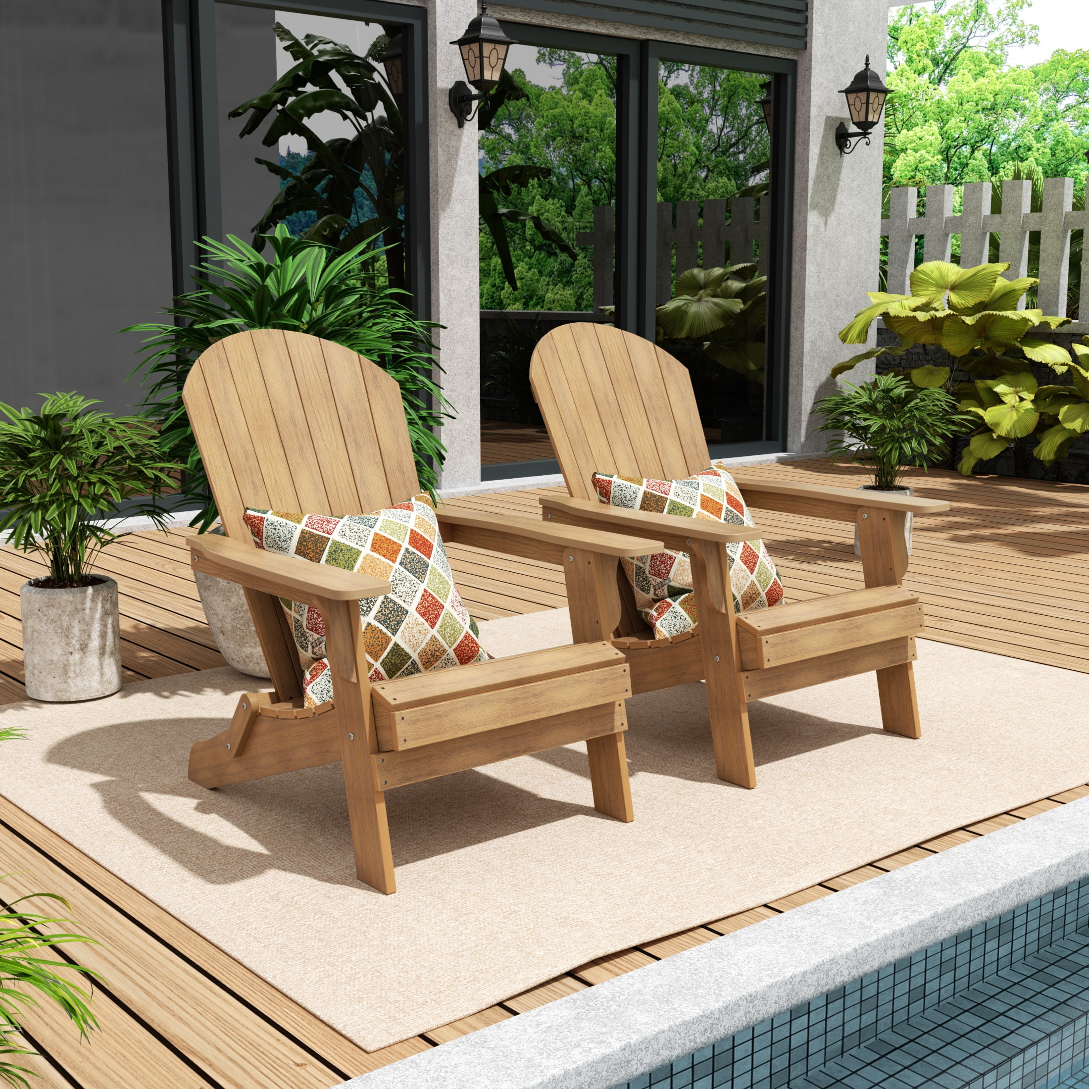 WestinTrends Tuscany HIPS Outdoor Folding Adirondack Seashell Chair Set of 2 Taupe Walmart