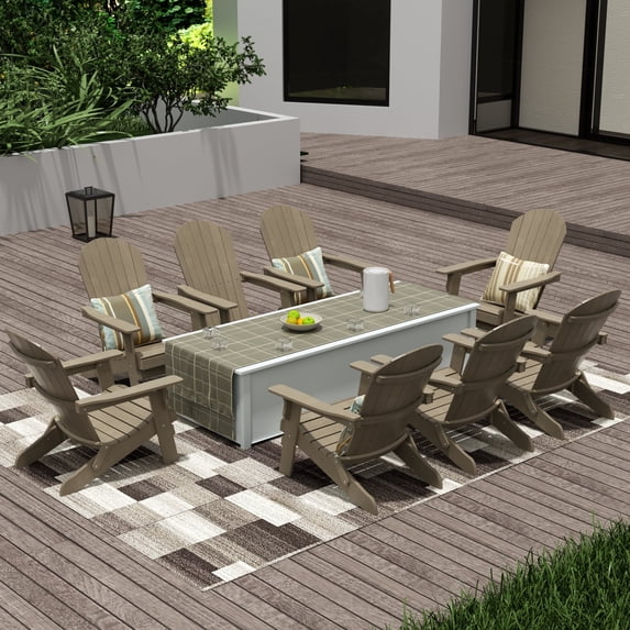 WestinTrends Tuscany HIPS Outdoor Folding Adirondack Seashell Chair (Set of 8), Taupe