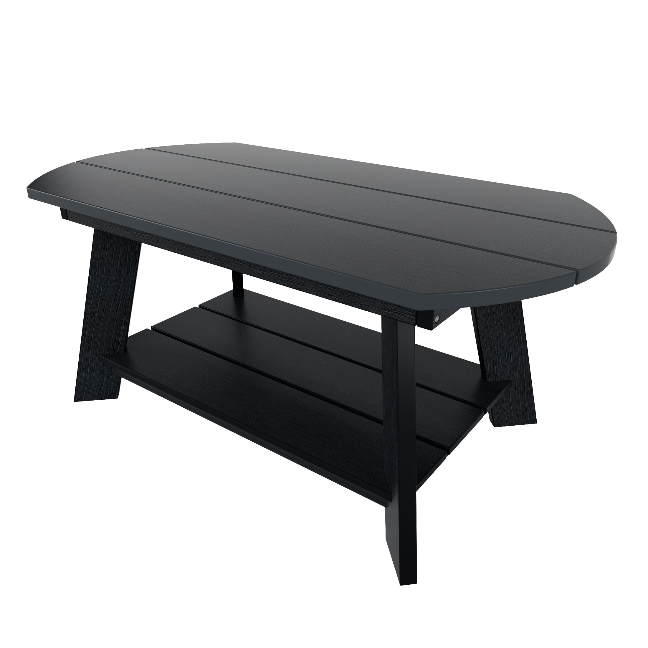 WestinTrends Tuscany Outdoor Coffee Table, Real Wood Like All Weather HIPS 2 Tier Patio Adirondack Coffee Table, Black