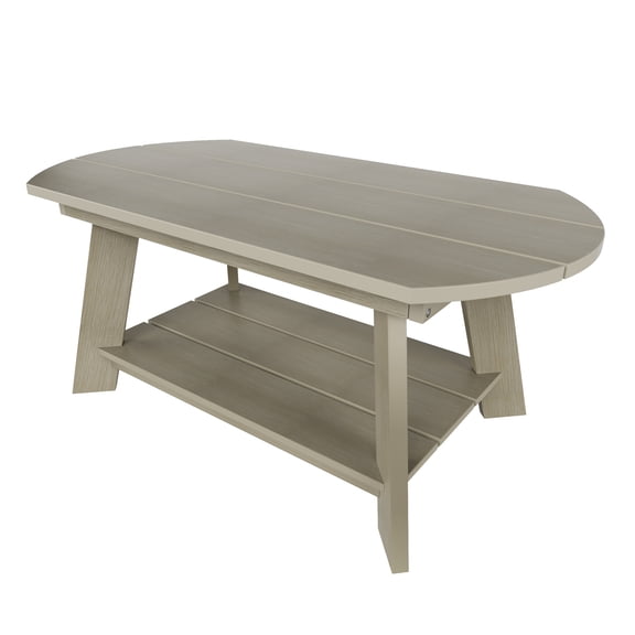 WestinTrends Tuscany Outdoor Coffee Table, Real Wood Like All Weather HIPS 2 Tier Patio Adirondack Coffee Table, Weathered Gray