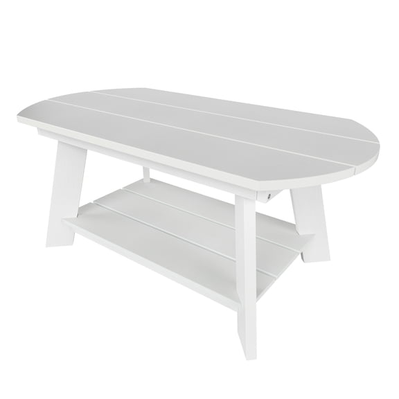WestinTrends Tuscany Outdoor Coffee Table, Real Wood Like All Weather HIPS 2 Tier Patio Adirondack Coffee Table, White
