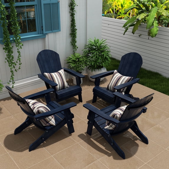 WestinTrends Tuscany Outdoor Folding Adirondack Seashell Chair (Set of 4), Navy