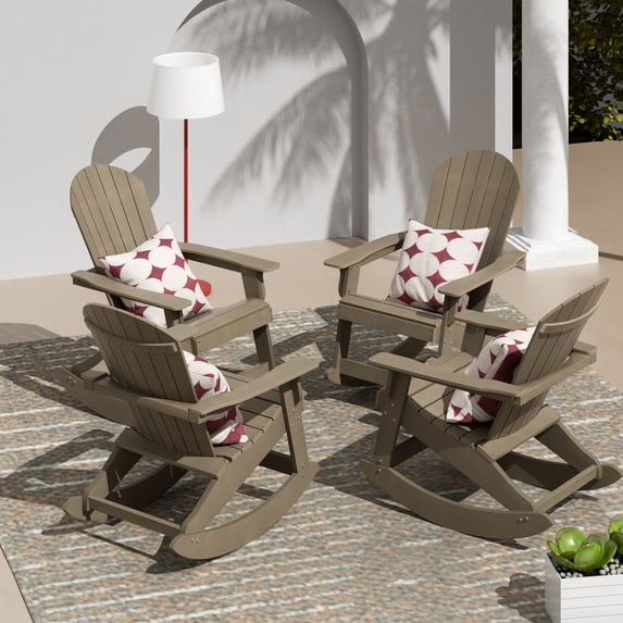 WestinTrends Tuscany Outdoor Rocking Adirondack Chair (Set of 4), Taupe