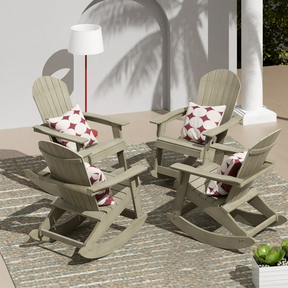WestinTrends Tuscany Outdoor Rocking Adirondack Chair (Set of 4), Weathered Gray