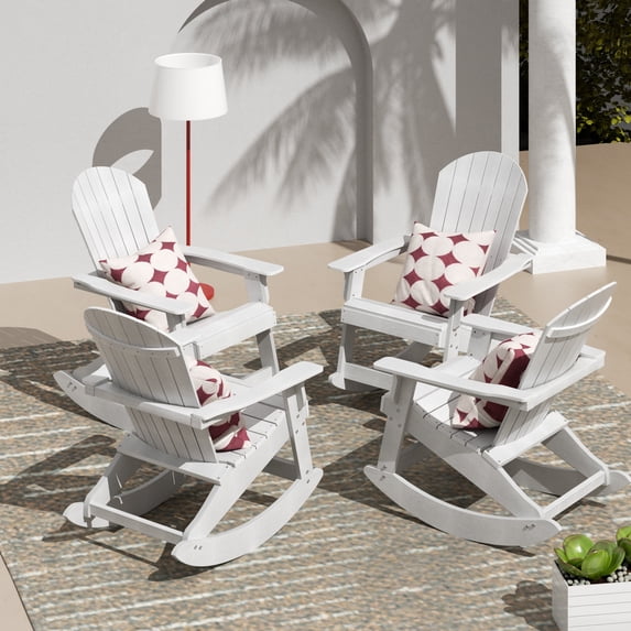 WestinTrends Tuscany Outdoor Rocking Adirondack Chair (Set of 4), White