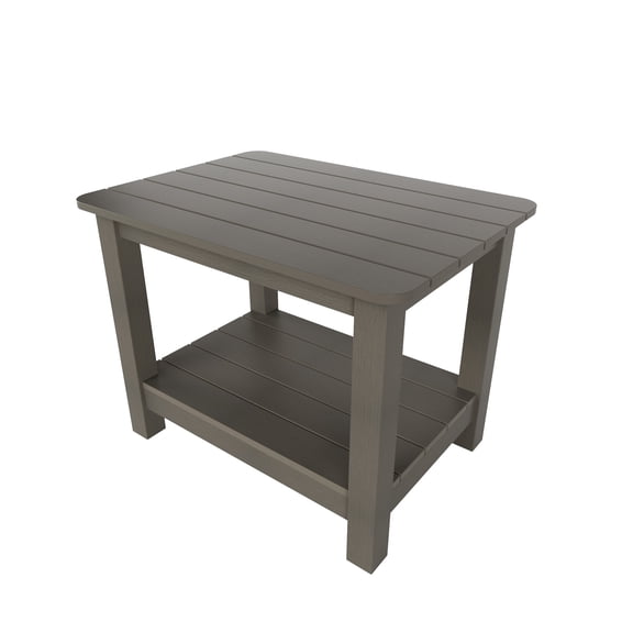 WestinTrends Tuscany Outdoor Side Table, All Weather HIPS 2 Tier Adirondack Small Patio Table with Storage, Charcoal Gray
