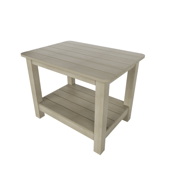WestinTrends Tuscany Outdoor Side Table, All Weather HIPS 2 Tier Adirondack Small Patio Table with Storage, Weathered Gray