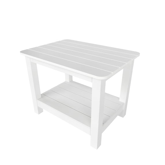 WestinTrends Tuscany Outdoor Side Table, All Weather HIPS 2 Tier Adirondack Small Patio Table with Storage, White