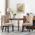 thumbnail image 1 of WestinTrends Wordford Velvet Dining Chairs Set of 2, Modern Wingback Upholstered Button Tufted Kitchen Dining Room Chairs with Solid Wood Legs and Pull Ring, Taupe, 1 of 11