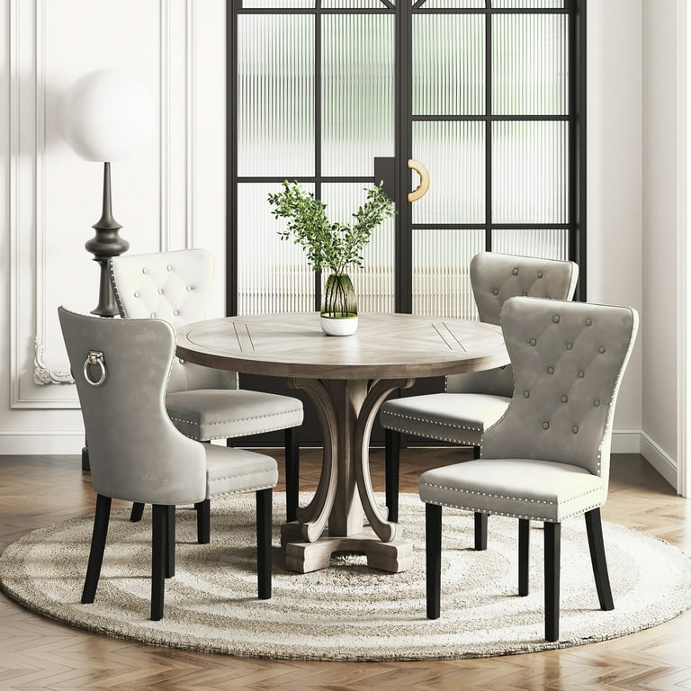 WestinTrends Wordford Velvet Dining Chairs Set of 4 Modern Wingback Upholstered Button Tufted Kitchen Dining Room Chairs with Solid Wood Legs and