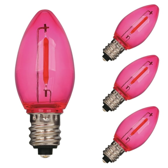 Westinghouse 0.6 Watt (7 Watt Equivalent) Pink C7 Omni Filament LED Light Bulb Candelabra (E12) Base, 4-Pack