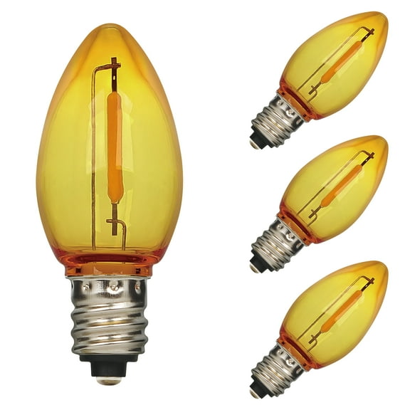 Westinghouse 0.6 Watt (7 Watt Equivalent) Yellow C7 Omni Filament LED Light Bulb Candelabra (E12) Base, 4-Pack