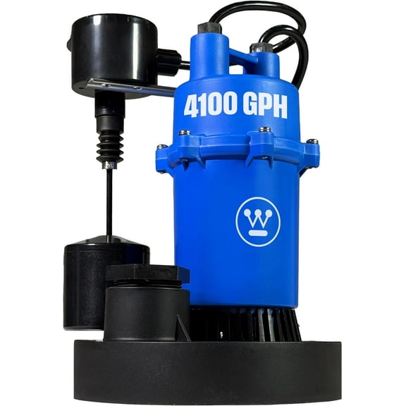 Westinghouse 1/2 HP Submersible Sump Pump with Integrated Vertical Float Switch - Up to 4,100 Gallons Per Hour - Heavy Duty Basement Sump Pump
