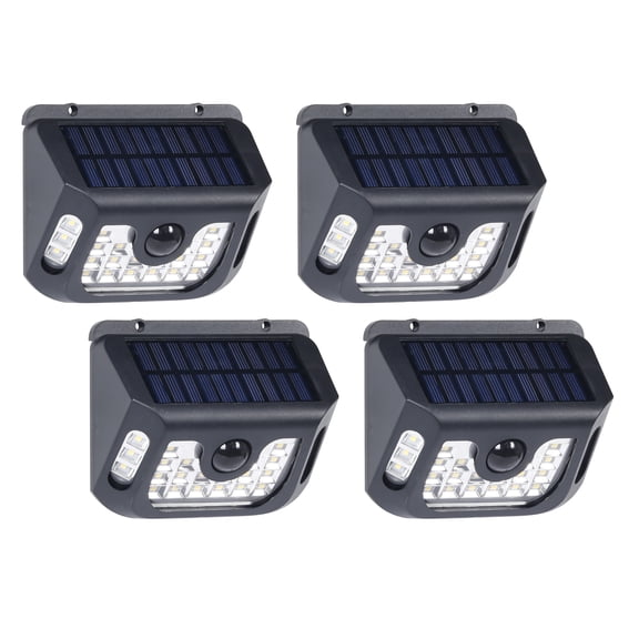 Westinghouse 10-600 Lumen Solar Motion Sensor Lights, Wireless Outdoor Solar Security Lights for Garden, Patio, Fence & Deck (4 Pack, Black Finish)